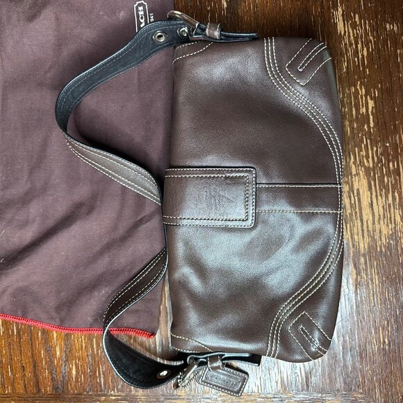 Vintage Coach Y2K Brown Leather Shoulder Bag With Dust Bag - Picture 14 of 15